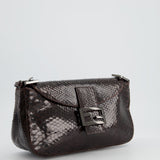 Fendi Vintage Brown Python Baguette Bag with Gun-Metal Hardware