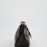 Fendi Vintage Brown Python Baguette Bag with Gun-Metal Hardware