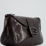 Fendi Vintage Brown Python Baguette Bag with Gun-Metal Hardware