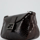 Fendi Vintage Brown Python Baguette Bag with Gun-Metal Hardware