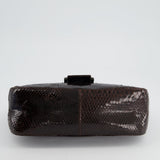 Fendi Vintage Brown Python Baguette Bag with Gun-Metal Hardware