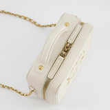 Chanel White Small Vanity Case Bag in Caviar Leather with Champagne Gold Hardware