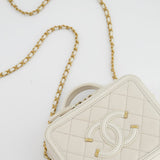 Chanel White Small Vanity Case Bag in Caviar Leather with Champagne Gold Hardware