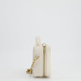 Chanel White Small Vanity Case Bag in Caviar Leather with Champagne Gold Hardware