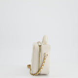 Chanel White Small Vanity Case Bag in Caviar Leather with Champagne Gold Hardware