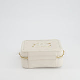 Chanel White Small Vanity Case Bag in Caviar Leather with Champagne Gold Hardware