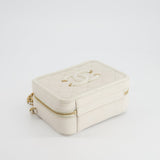 Chanel White Small Vanity Case Bag in Caviar Leather with Champagne Gold Hardware