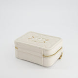 Chanel White Small Vanity Case Bag in Caviar Leather with Champagne Gold Hardware