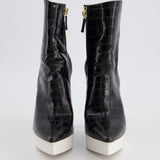 Stella McCartney Black Python Effect with White Rubber Platform Ankle Boot Size EU 35.5