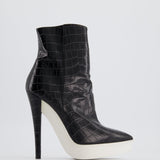 Stella McCartney Black Python Effect with White Rubber Platform Ankle Boot Size EU 35.5