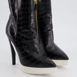 Stella McCartney Black Python Effect with White Rubber Platform Ankle Boot Size EU 35.5