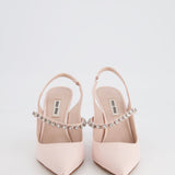 Miu Miu Light Pink Patent Slingback Pump with Crystal Details Size EU 37.5 RRP £1,150