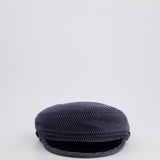 Chanel Navy Striped Baker Boy Hat with Patent Panel Detail Size M