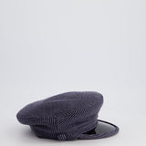 Chanel Navy Striped Baker Boy Hat with Patent Panel Detail Size M