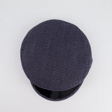 Chanel Navy Striped Baker Boy Hat with Patent Panel Detail Size M