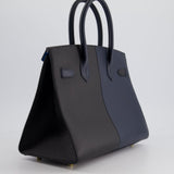 *SUPER RARE* Hermès Birkin Bag 30cm Casaque Sellier Verso in Blue Indigo and Black Epsom Leather with Gold Hardware