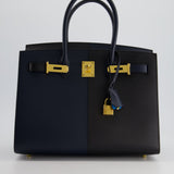 *SUPER RARE* Hermès Birkin Bag 30cm Casaque Sellier Verso in Blue Indigo and Black Epsom Leather with Gold Hardware