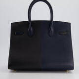 *SUPER RARE* Hermès Birkin Bag 30cm Casaque Sellier Verso in Blue Indigo and Black Epsom Leather with Gold Hardware