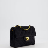 Chanel Vintage Satin Black Mini Square Flap Bag with 24K Gold Hardware