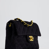 Chanel Vintage Satin Black Mini Square Flap Bag with 24K Gold Hardware