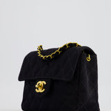 Chanel Vintage Satin Black Mini Square Flap Bag with 24K Gold Hardware