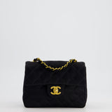 Chanel Vintage Satin Black Mini Square Flap Bag with 24K Gold Hardware