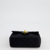 Chanel Vintage Satin Black Mini Square Flap Bag with 24K Gold Hardware