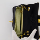 Chanel Vintage Satin Black Mini Square Flap Bag with 24K Gold Hardware