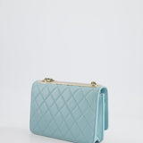 Chanel Baby Blue Quilted Trendy Wallet on Chain Bag in Lambskin Leather with Champagne Gold Hardware