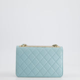 Chanel Baby Blue Quilted Trendy Wallet on Chain Bag in Lambskin Leather with Champagne Gold Hardware