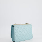 Chanel Baby Blue Quilted Trendy Wallet on Chain Bag in Lambskin Leather with Champagne Gold Hardware