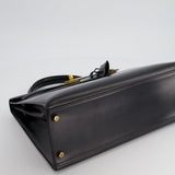 Hermès Vintage Kelly 32cm Sellier in Black Box Calf Leather with Gold Hardware