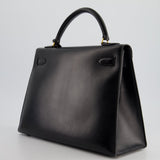 Hermès Vintage Kelly 32cm Sellier in Black Box Calf Leather with Gold Hardware