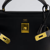 Hermès Vintage Kelly 32cm Sellier in Black Box Calf Leather with Gold Hardware