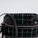 Chanel Black, Green Multi-Colour Tweed Bum Bag with Silver Hardware