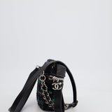 Chanel Black, Green Multi-Colour Tweed Bum Bag with Silver Hardware