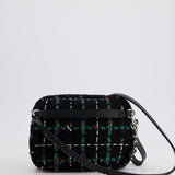 Chanel Black, Green Multi-Colour Tweed Bum Bag with Silver Hardware