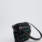 Chanel Black, Green Multi-Colour Tweed Bum Bag with Silver Hardware