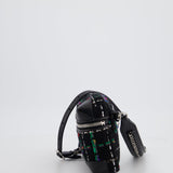 Chanel Black, Green Multi-Colour Tweed Bum Bag with Silver Hardware