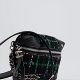 Chanel Black, Green Multi-Colour Tweed Bum Bag with Silver Hardware