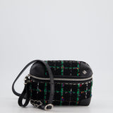 Chanel Black, Green Multi-Colour Tweed Bum Bag with Silver Hardware