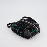 Chanel Black, Green Multi-Colour Tweed Bum Bag with Silver Hardware