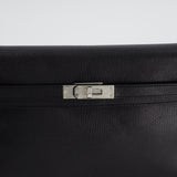 Hermès Kelly Elan Bag in Black Chévre Chamkila Leather with Palladium Hardware