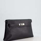 Hermès Kelly Elan Bag in Black Chévre Chamkila Leather with Palladium Hardware