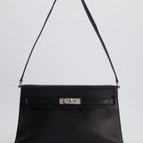 Hermès Kelly Elan Bag in Black Chévre Chamkila Leather with Palladium Hardware