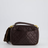 Chanel Vintage Chocolate Brown Small Camera Bag in Caviar Leather with Gold Hardware