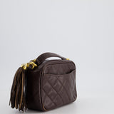 Chanel Vintage Chocolate Brown Small Camera Bag in Caviar Leather with Gold Hardware