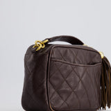 Chanel Vintage Chocolate Brown Small Camera Bag in Caviar Leather with Gold Hardware