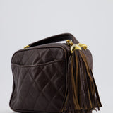 Chanel Vintage Chocolate Brown Small Camera Bag in Caviar Leather with Gold Hardware