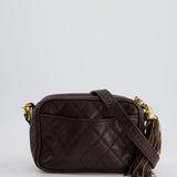 Chanel Vintage Chocolate Brown Small Camera Bag in Caviar Leather with Gold Hardware